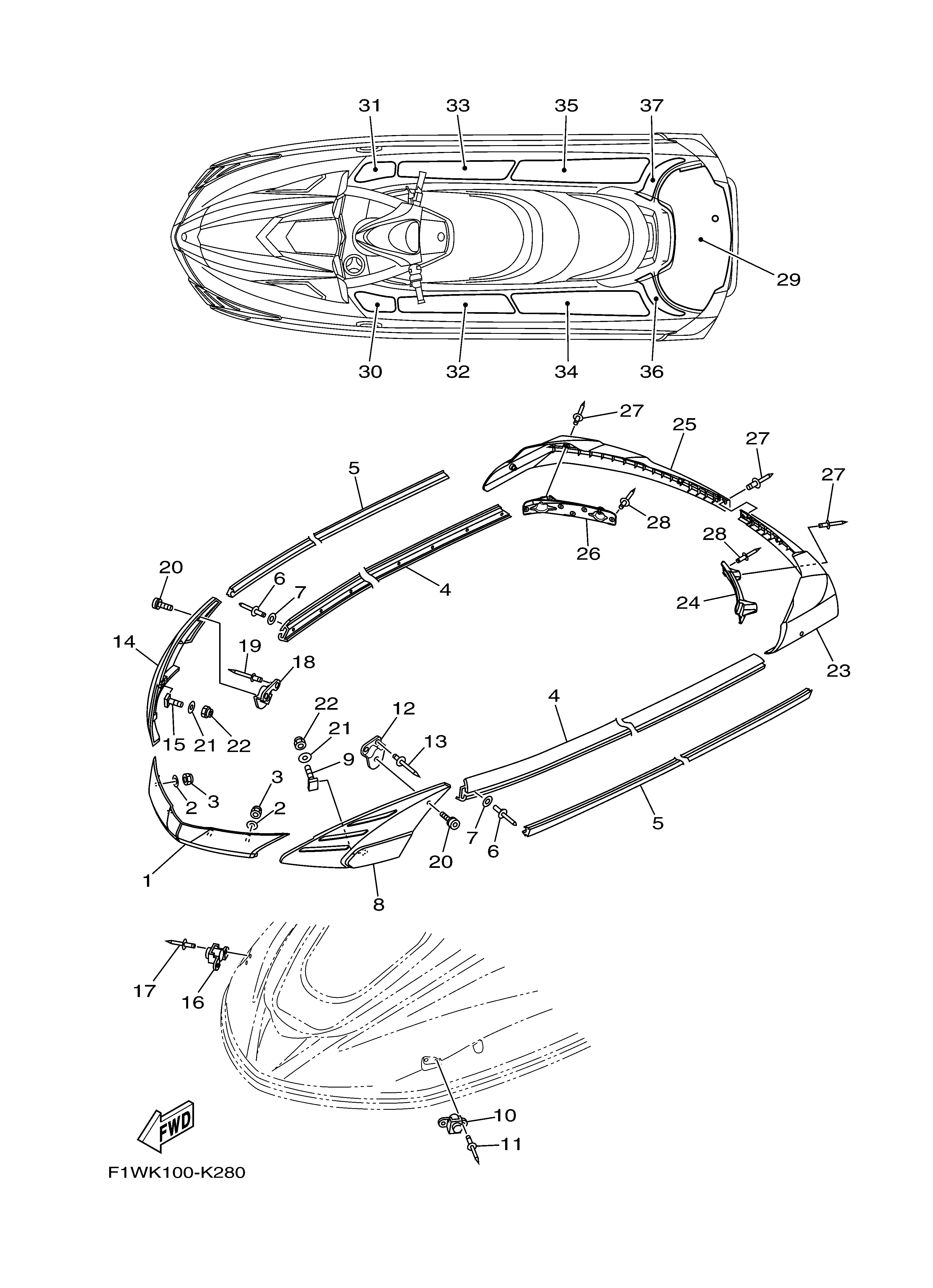 2011 FX CRUISER SHO (FX1800AK) F1WK - GUNWALE & MAT