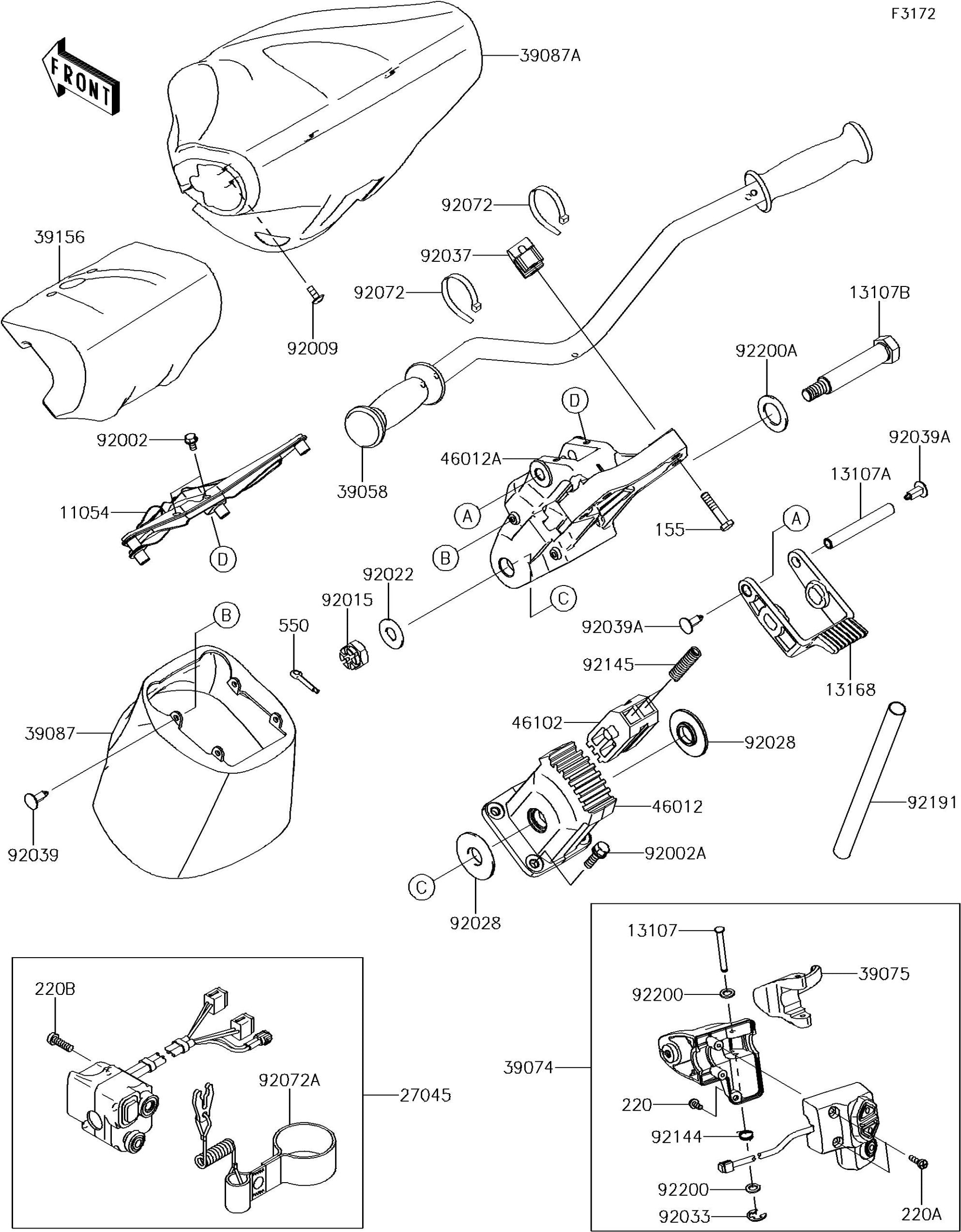 Used 46012-3730 HOLDER-HANDLE,LWR  [X2210-21]