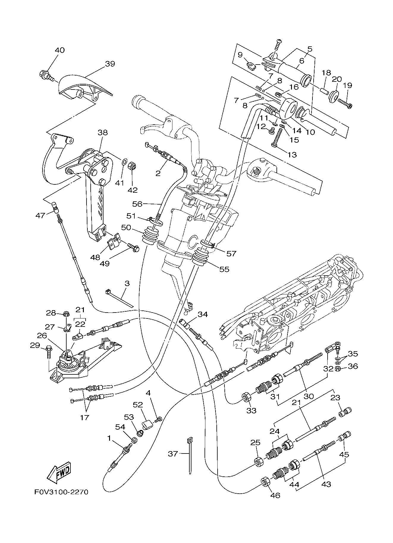 Used 66V-67252-00-00 CABLE, THROTTLE [Y4688-04]