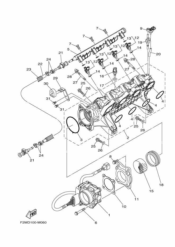 Used 6BH-13641-10-00 MANIFOLD, INTAKE 1 [X2304-84]