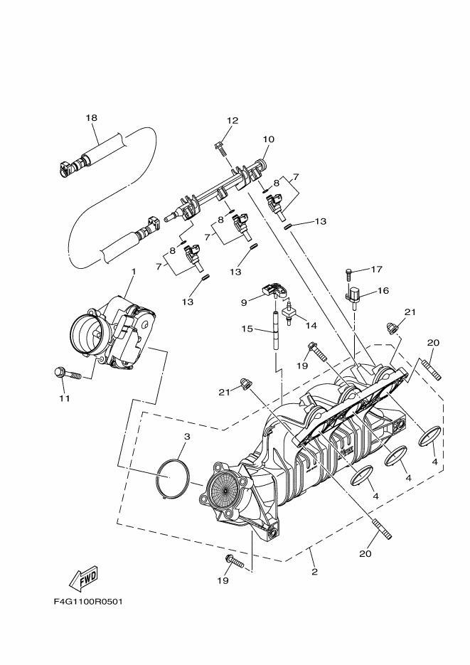 Used 6EY-13750-00-00 THROTTLE BODY ASSY [X2304-35]